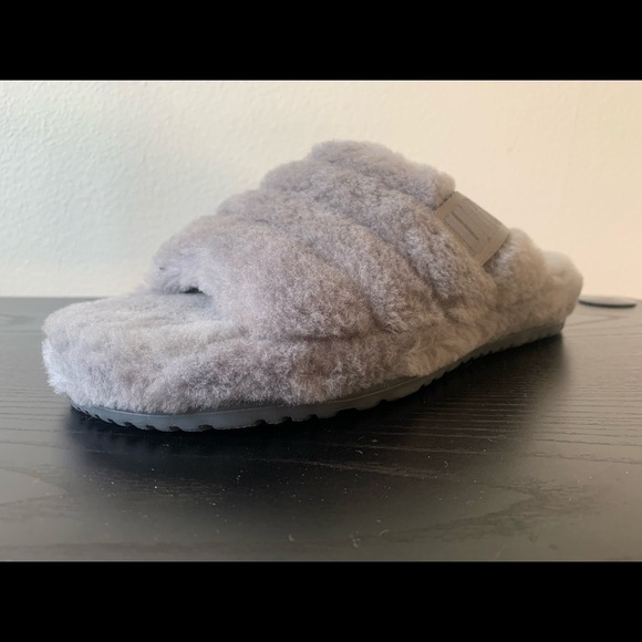 New MEN UGG FLUFF YOU METAL CHARCOAL GREY SLIPPERS‎ NEW. # Slide Sandal - Picture 2 of 7